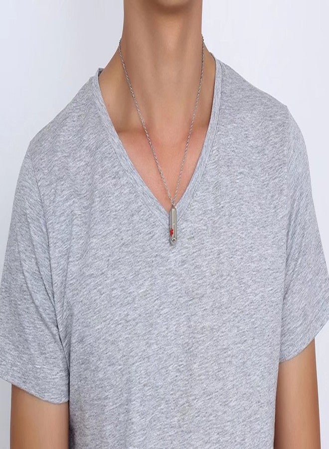 DIB Stainless Steel Medical Alert ID Pill Bottle Container Pendant Necklace for Men Women, Free Chain 20" - Image 4