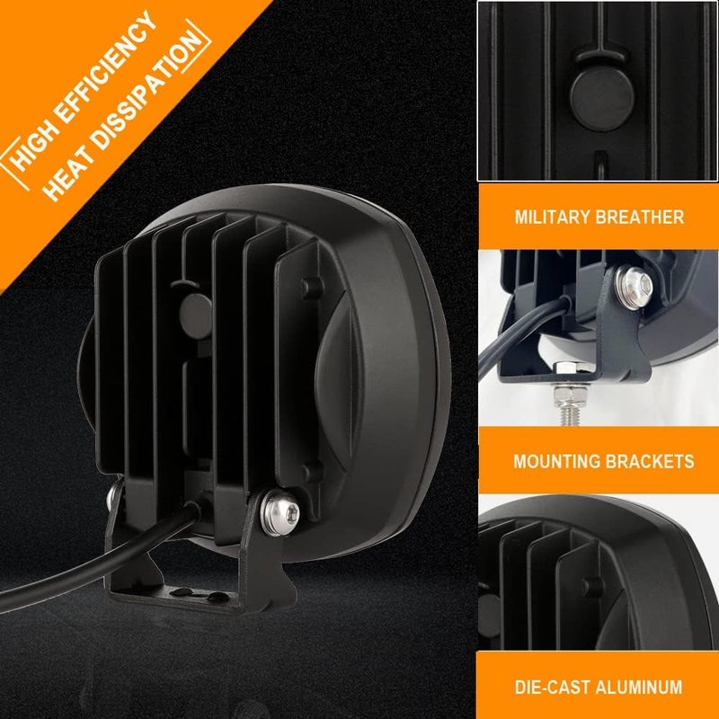 BIGLION.X 5 Inch 160W Amber Round LED Offroad Lights - 18800LM Waterproof Fog Lights for Trucks, SUVs, ATVs, UTVs - Image 5