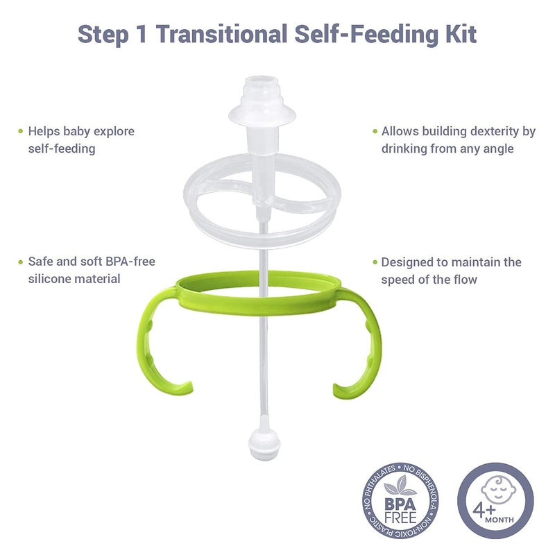 AnPei مجموعة أنبي خطوة 1 الانتقالية مع قشة وزن ومقابض للتغذية الذاتية متوافقة مع حلمات كوموتومو السيليكون، تدفق متوسط وسريع | 4 أشهر + - Image 4