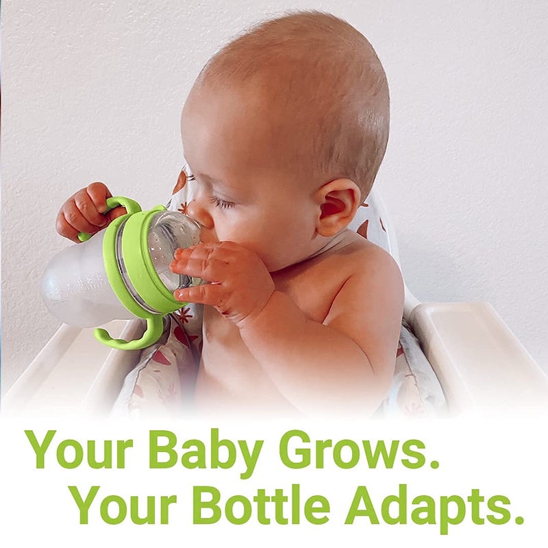 AnPei مجموعة أنبي خطوة 1 الانتقالية مع قشة وزن ومقابض للتغذية الذاتية متوافقة مع حلمات كوموتومو السيليكون، تدفق متوسط وسريع | 4 أشهر + - Image 5