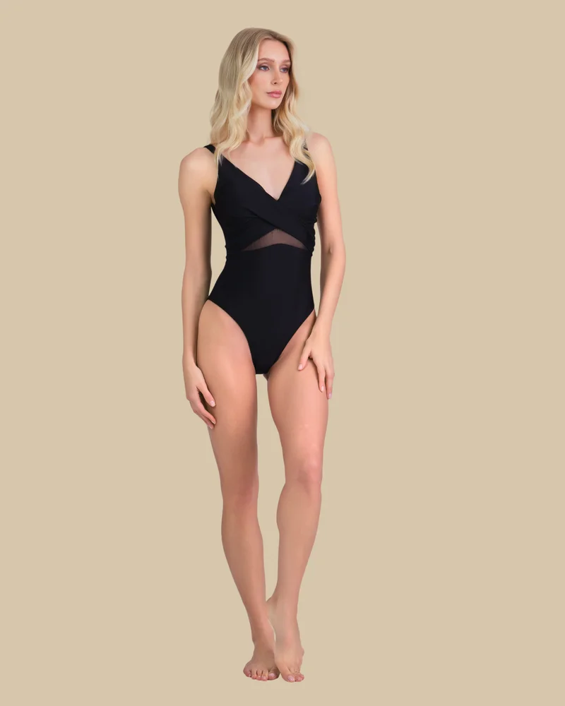 ايسلا اند ايفي Isla &amp; Evie Cross Front Swimsuit With Mesh Inserts