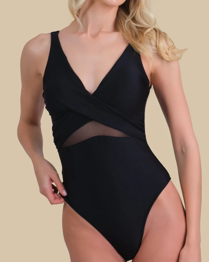 ايسلا اند ايفي Isla &amp; Evie Cross Front Swimsuit With Mesh Inserts