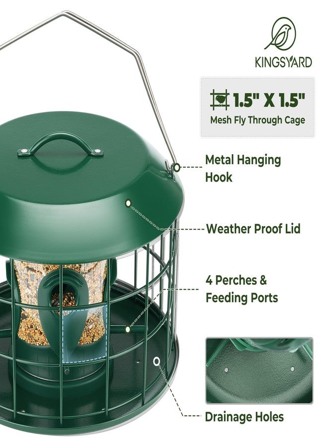 Kingsyard Squirrel Proof Bird Feeder for Outdoor Hanging - Weather Proof Tube Caged Bird Feeder with 4 Feeding Ports & Perches, Easy to Hanging & Refill. Black - Image 3