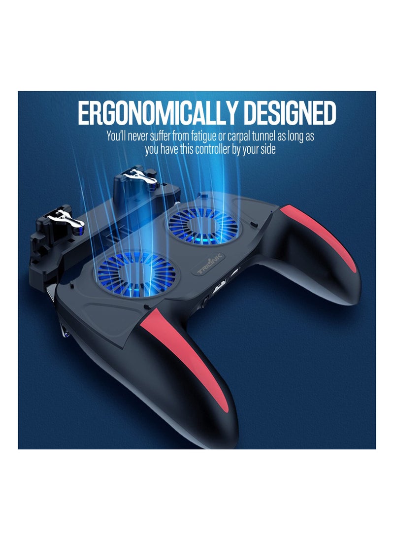 Mobile Game Controller with 5000mAh Power Bank & Cooling Fan, Phone Game Controller with L1R1 Triggers Joystick for PUBG/Call of Duty/Fortnite, Phone Gaming Grip Gamepad for 4.7-7 Android iOS Phone