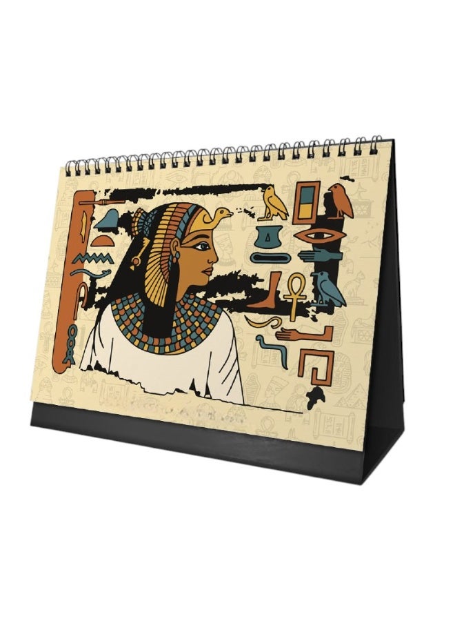 We Print, Your Gift Pharaonic Desk Calendar 2026 – Ancient Egypt Theme with 12 Monthly Pages – 21×15 cm Table Calendar with Strong Cardboard Base – Decorative Egyptian Art Design - Image 5