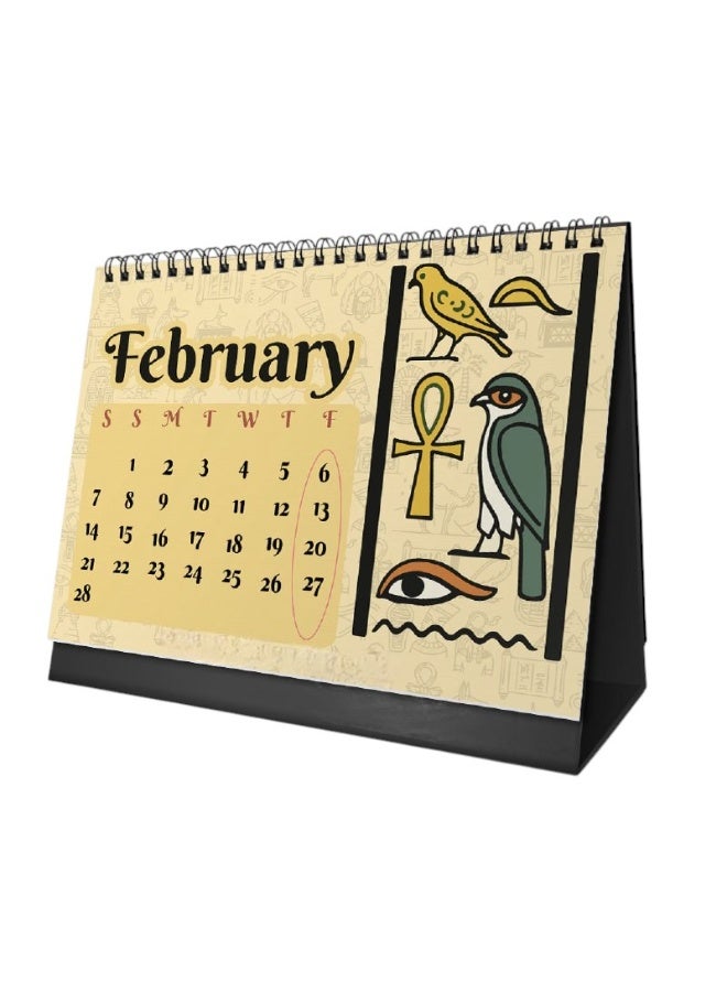 We Print, Your Gift Pharaonic Desk Calendar 2026 – Ancient Egypt Theme with 12 Monthly Pages – 21×15 cm Table Calendar with Strong Cardboard Base – Decorative Egyptian Art Design - Image 4