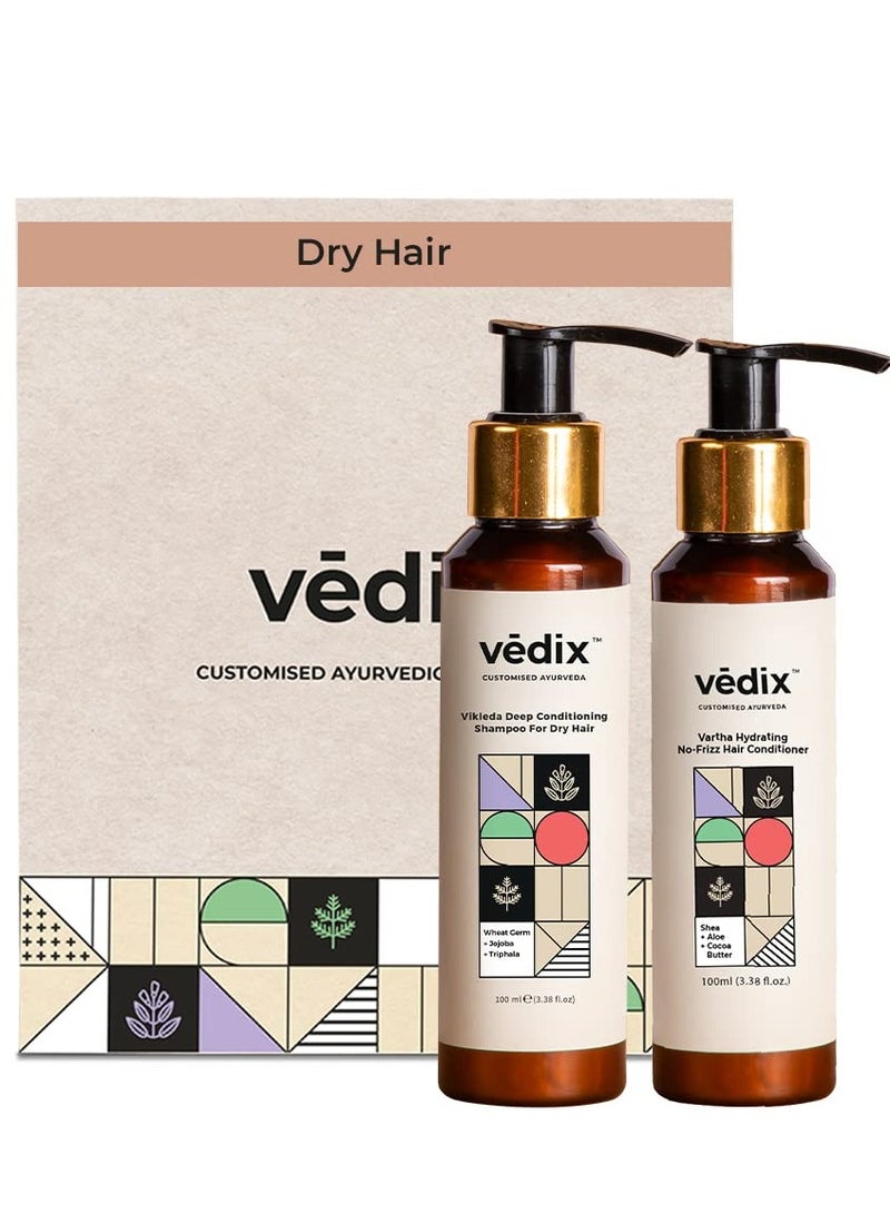Vedix Shampoo and Conditioner Combo| Vikleda Shampoo For Dry Hair + No Frizz Hair Conditioner | Ayurvedic Shampoo & Conditioner | 100 ml + 100 ml - Image 1