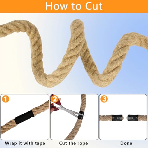 DEDU Manila Rope 3/4 Inch X 100 Ft, Natural Hemp Rope 4 Strand Twisted, Thick for Crafts Heavy Duty Multipurpose for Swing Bed, Camping, Tug of War, Docks, DIY Projects. - Image 5