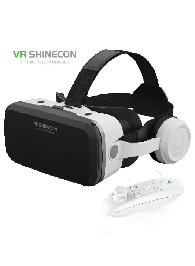 general Classic VR Goggles VR SHINECON 3D Virtual Reality Glasses+Controller Bluetooth Headset Version VR Glasses for TV, Movies & Video Games Compatible with iOS & Android Smartphone Within 5.5-7.2 inch Screen Phone Eye Protected Soft & Comfortable Adjustable Distance IMAX Giant Screen/Optical Lenses/Panoramic Roaming/ Immersive Games - Image 1