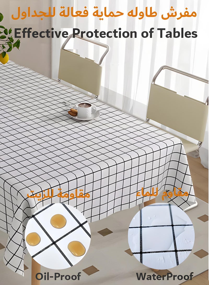ثمانية فيبيهاوس مفرش طاولة غطاء طاولة طعام مفرش سفرة غطاء مكتب مقاوم للماء والزيت لغرفة الطعام مفرش طاوله ابيض 140*200 سم مفرش طاولة ابيض مفرش طاوله طعام مفرش ابيض طاوله - Image 2