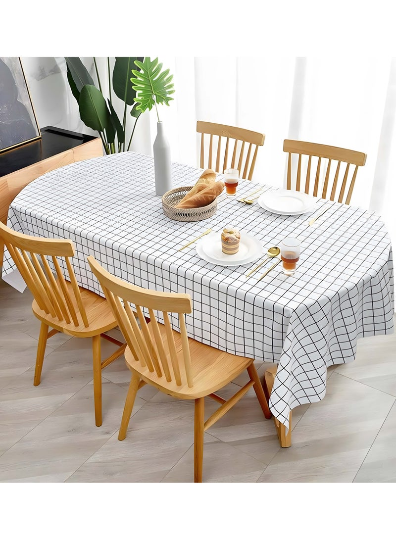 ثمانية فيبيهاوس مفرش طاولة غطاء طاولة طعام مفرش سفرة غطاء مكتب مقاوم للماء والزيت لغرفة الطعام مفرش طاوله ابيض 140*200 سم مفرش طاولة ابيض مفرش طاوله طعام مفرش ابيض طاوله - Image 1