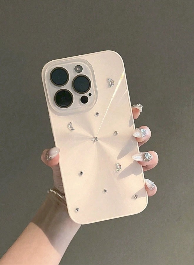 ShebSheb Luxury Glitter Cute 3D Stars Moon Aurora Laser Case Compatible With iPhone 16 Pro,CD Pattern Shining Glass Lens Protection Soft Back Cover - Image 4