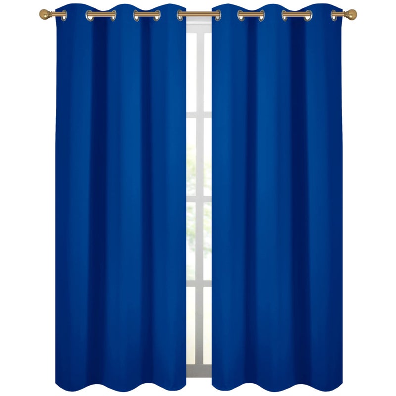 Diraysid Royal Blue Grommet Blackout Curtains for Bedroom Thermal Insulated Room Darkening Curtains Drapes, 42 x 84 inch, 2 Panels - Image 2