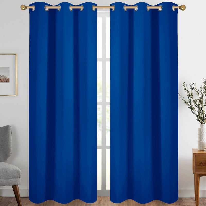 Diraysid Royal Blue Grommet Blackout Curtains for Bedroom Thermal Insulated Room Darkening Curtains Drapes, 42 x 84 inch, 2 Panels - Image 1