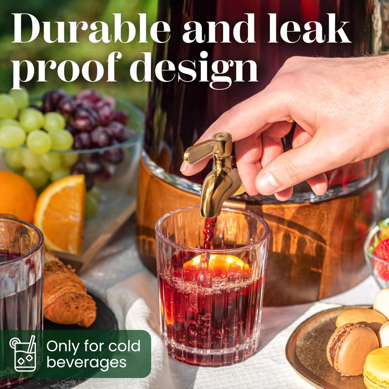FOODLE Glass Drink Dispenser with Spigot - Glass Beverage Dispenser with Stand - Perfect for Parties & Everyday Use - Pitcher for Water, Lemonade, Sangria, Punch & Juice - Leakproof Spout - 1 Gallon - Image 4