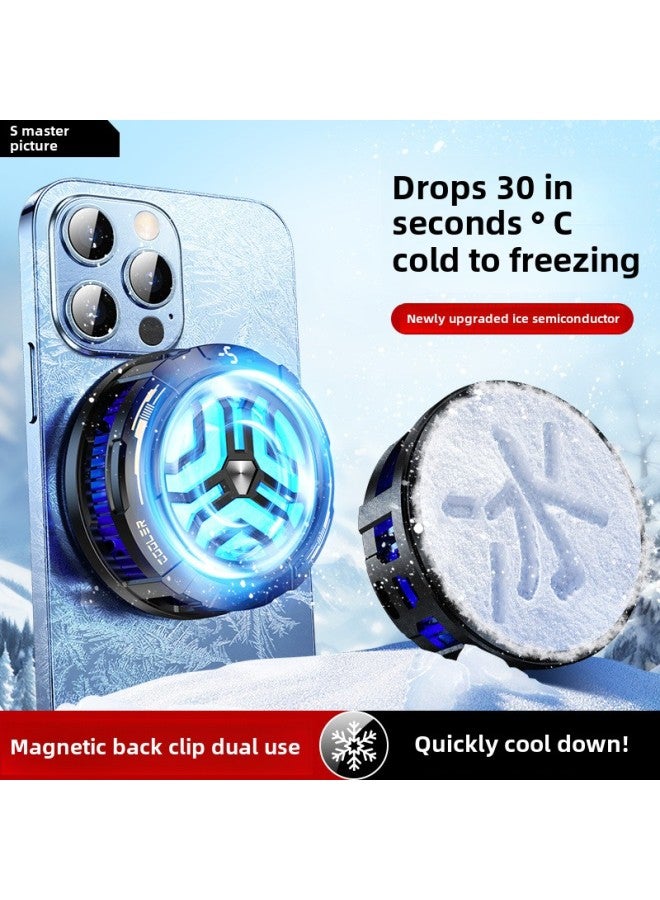 Mobile Phone Radiator Magnetic Noise Small Wireless Semiconductor Refrigeration Game Live Broadcast Dedicated Back Clip Cooling Artifact-Color:[black Ice Model] Overclocking Refrigeration❄Magnetic Back Clip Dual Use❄Universal For Apple And Android❄Free E-sports Finger Cots  - Image 2
