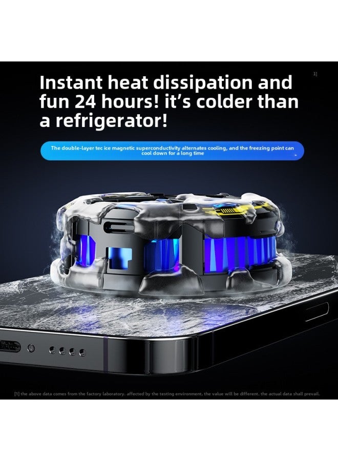 Mobile Phone Radiator Magnetic Noise Small Wireless Semiconductor Refrigeration Game Live Broadcast Dedicated Back Clip Cooling Artifact-Color:[black Ice Model] Overclocking Refrigeration❄Magnetic Back Clip Dual Use❄Universal For Apple And Android❄Free E-sports Finger Cots  - Image 3
