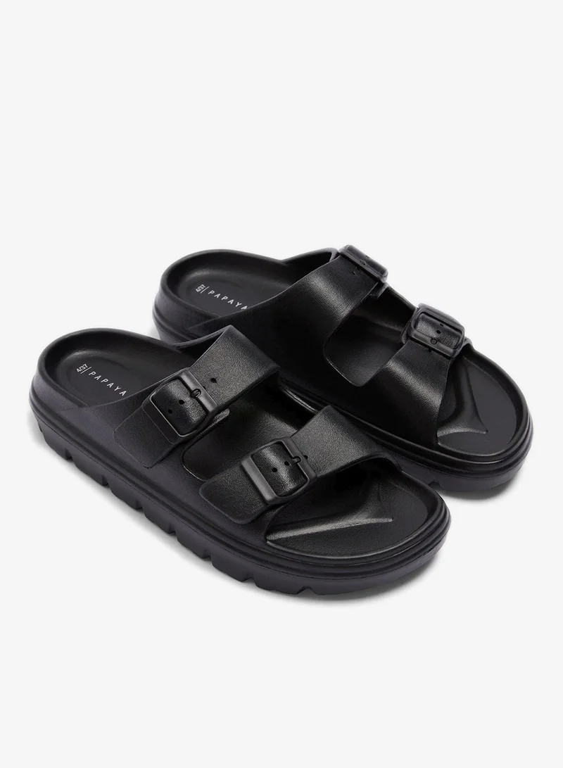 Matalan Black Double Buckle Chunky Sandals
