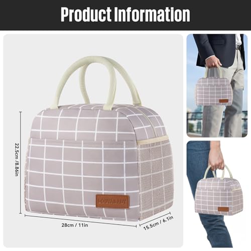douyadady Lunch Bag WomenMen Lunch Box WomenMen GreyWhite Blocks - Image 3