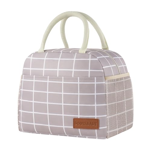 douyadady Lunch Bag WomenMen Lunch Box WomenMen GreyWhite Blocks - Image 1