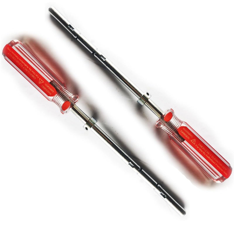 YnFag Elevator Drop Key Double Knuckle Emergency Drop Key Red Handle with Printed Warning - Image 2