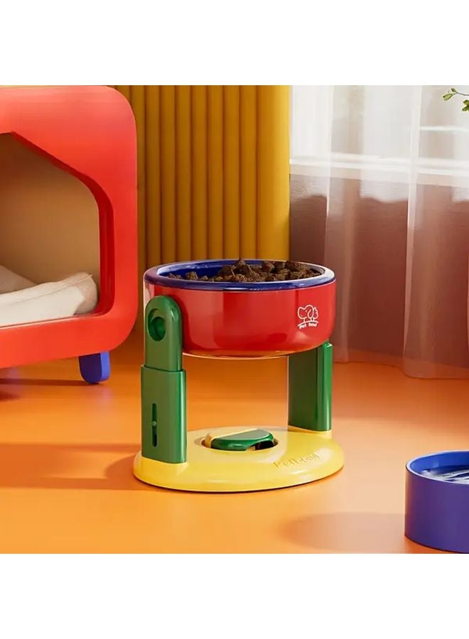 وعاء طعام الحيوانات الأليفة قابل لضبط الارتفاع مع تصميم مقاوم للانقلاب بكأس شفط باللون الأحمر - Image 4