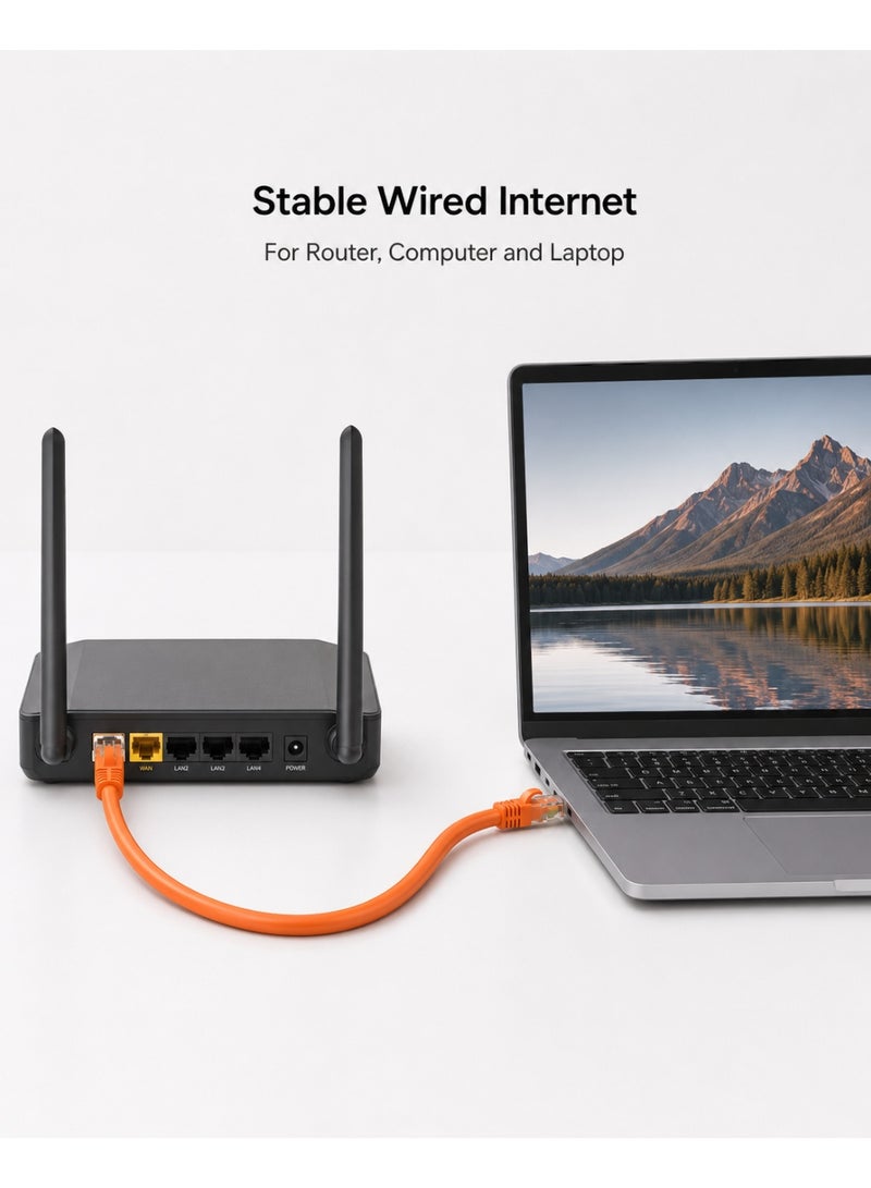 FUJISHKA 100% Pure Copper CAT6 Cable for Routers and Computers - Orange 10M - Image 2
