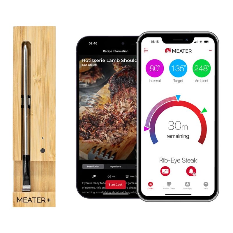 MEATER Plus: Smart Bluetooth Wireless Meat Thermometer Digital | BBQ, Grill, Oven, Smoker, Air Fryer, Kitchen | Perfect for Steak, Chicken, Turkey, and More | Delicious Recipes in App - Image 1