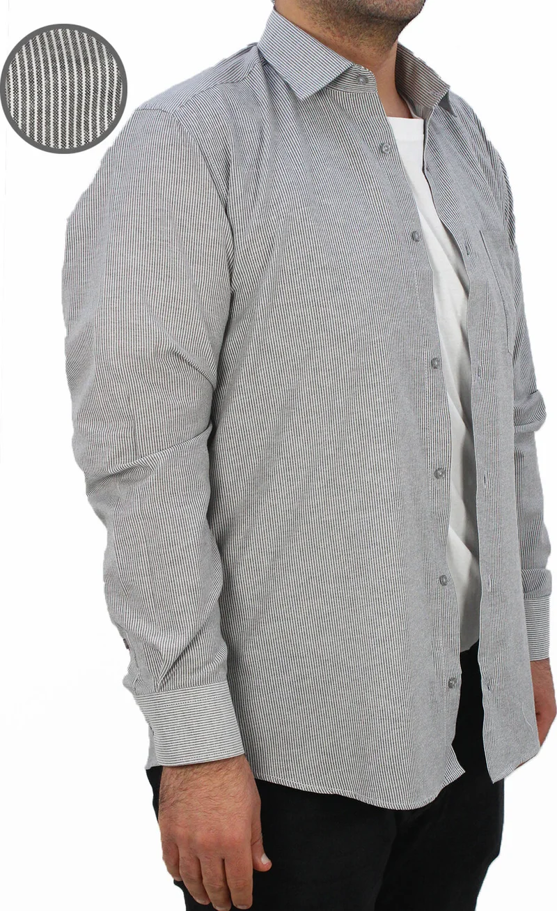 فاريتا Men's Gray Pocket Long Sleeve Shirt