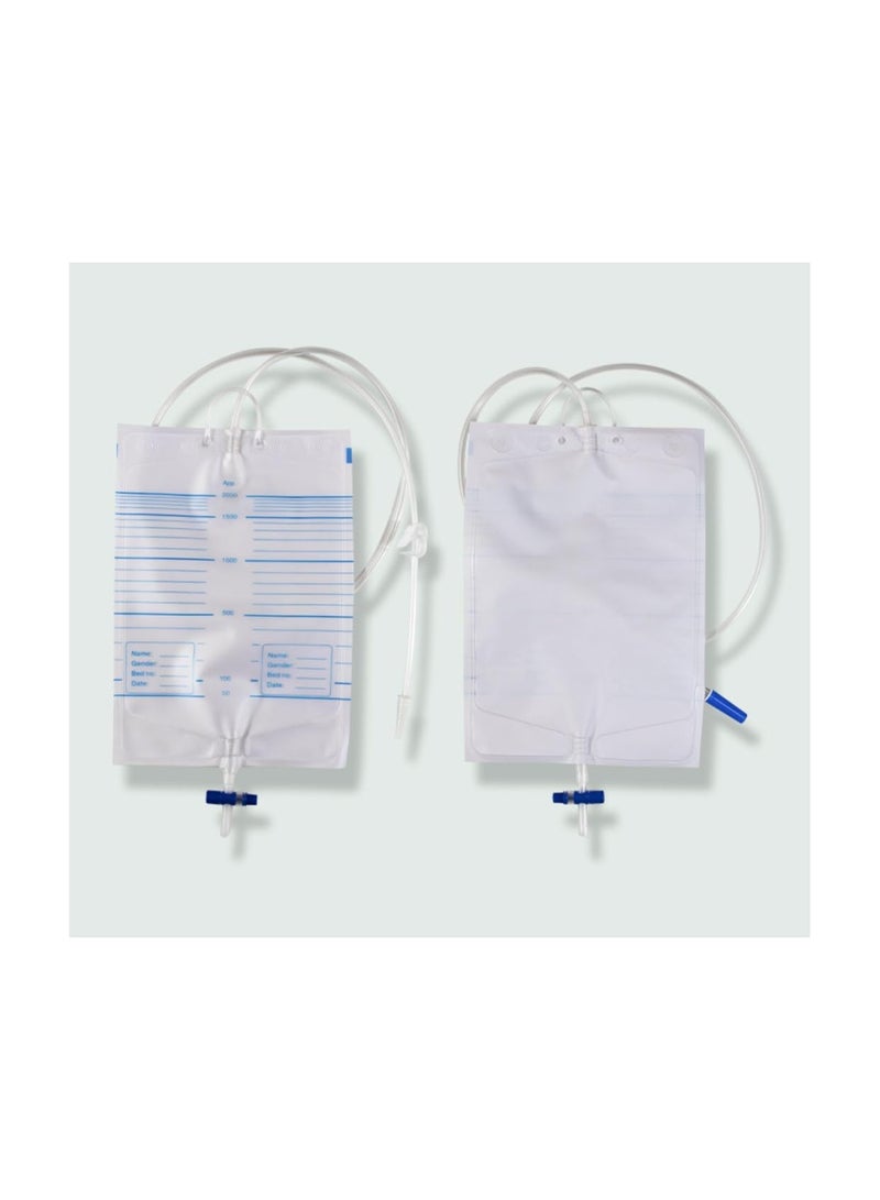 SYOSI 5 قطع كيس تصريف البول، أكياس بولية، مضادة للارتجاع، سعة 2000 مل، مشابك و خطاف تعليقي، كيس بولي محترف للاستخدام المنزلي والمستشفيات لمساعدات صحية - Image 2