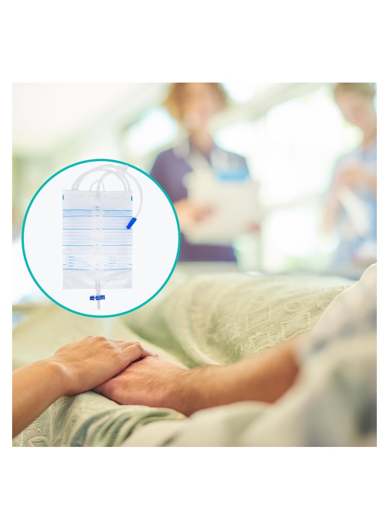 SYOSI 5 قطع كيس تصريف البول، أكياس بولية، مضادة للارتجاع، سعة 2000 مل، مشابك و خطاف تعليقي، كيس بولي محترف للاستخدام المنزلي والمستشفيات لمساعدات صحية - Image 3