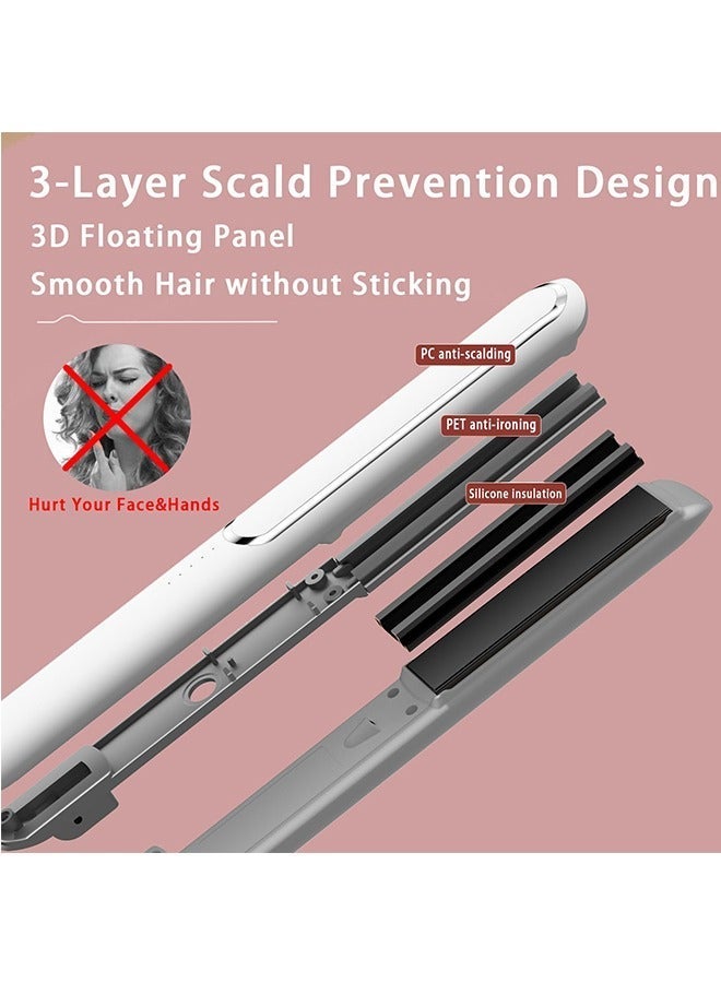 2-in-1Hair Straightener & Curler, Titanium Flat Iron with Adjustable Temp, 30s Fast Heat Straightening Iron for Hair, Fast Heating for All Hair Types, Gift for Women Girls, White - Image 5