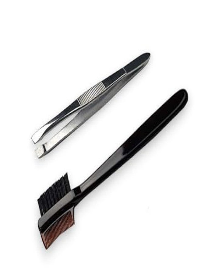 DreamCut Professional Eyelash Brow Brush Comb with Slant Tweezers Grooming Kit Precision Crafted by DreamCut - Image 1