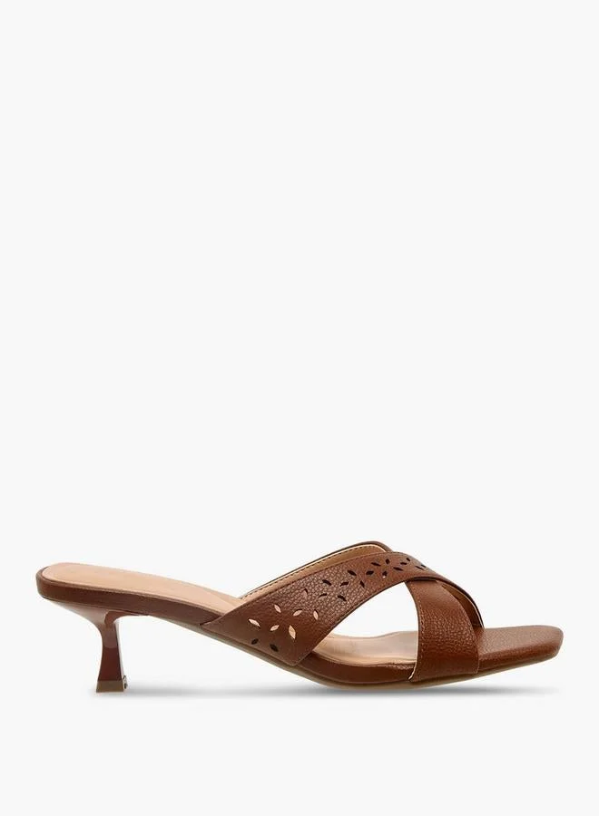 Celeste Women Cross Strap Flared Heel Sandals