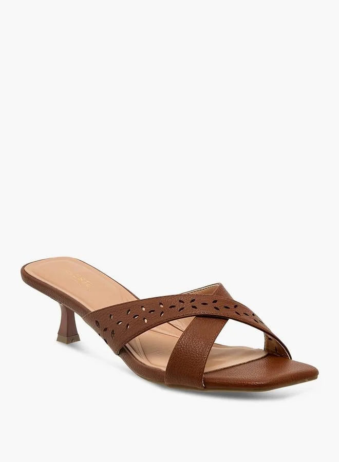Celeste Women Cross Strap Flared Heel Sandals