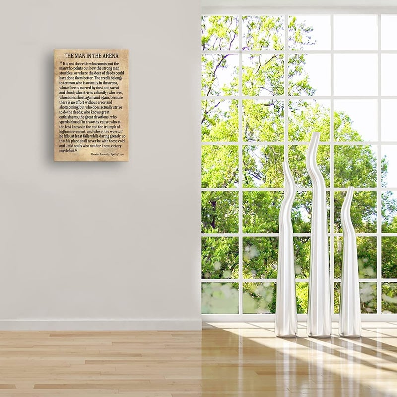 Busmko Man In The Arena Framed Inspirational Wall Art Prints Modern Vintage Pictures Canvas Motivational Quotes Wall Decor For Bedroom Framed (16x24 inch) - Image 3