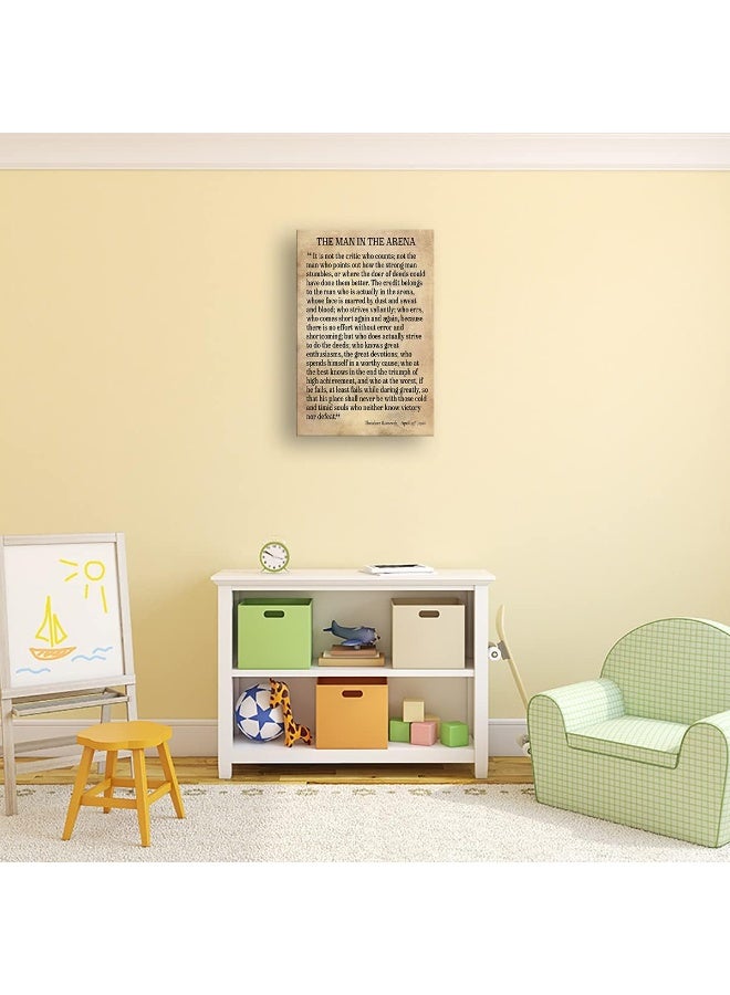 Busmko Man In The Arena Framed Inspirational Wall Art Prints Modern Vintage Pictures Canvas Motivational Quotes Wall Decor For Bedroom Framed (16x24 inch) - Image 4