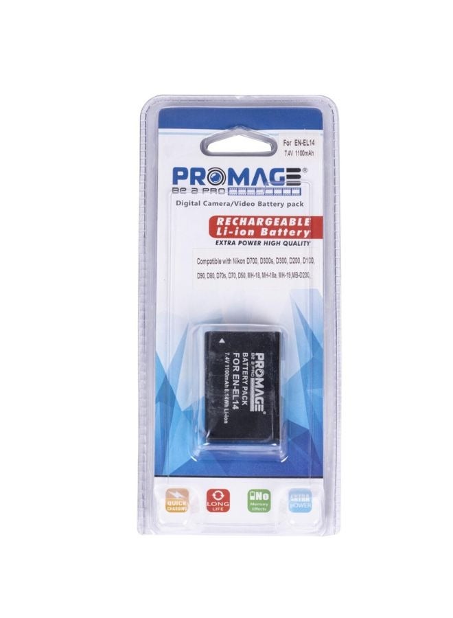 PROMAGE Rechargeable Battery Equivalent to EN-EL14 Plus – High-Capacity Li-ion Camera Battery for Nikon DSLR Cameras - Image 1