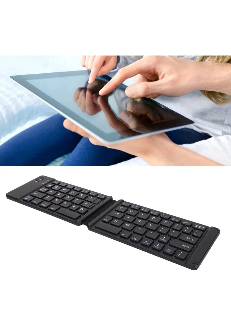 Foldable Bluetooth Keyboard Portable Wireless Keyboard Rechargeable Full Size Ultra Slim Folding Keyboard Compatible iOS Android Windows Smartphone Tablet and Laptop - Image 3
