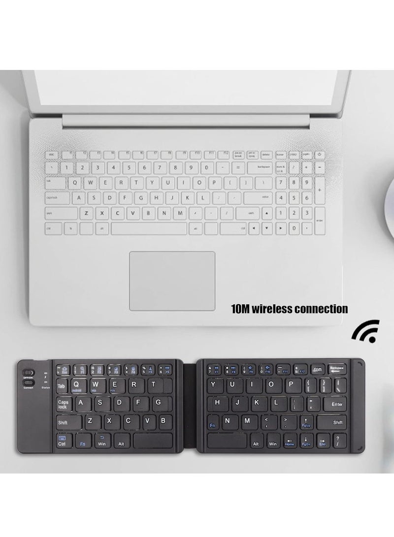 Foldable Bluetooth Keyboard Portable Wireless Keyboard Rechargeable Full Size Ultra Slim Folding Keyboard Compatible iOS Android Windows Smartphone Tablet and Laptop - Image 4