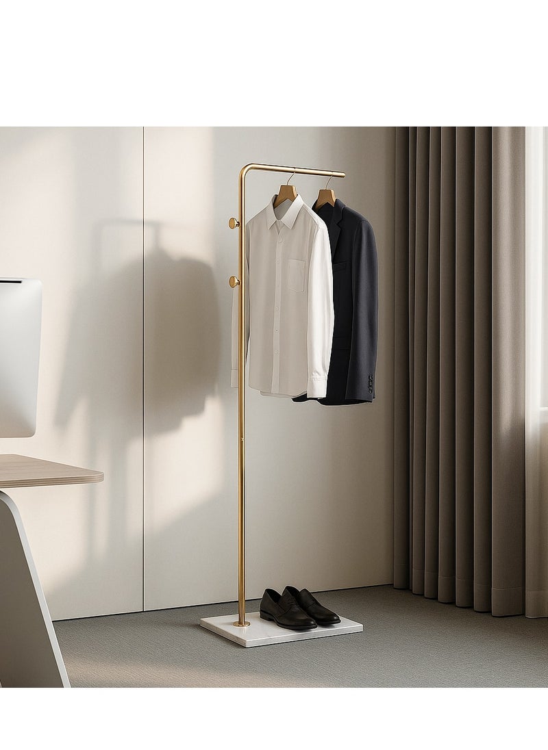 Bluejw Metal Coat Rack Freestanding with Natural Marble Base 67” 170cm Entryway Coats Hanger Stand with 3 Hooks, Home Bedroom Hotel Hall Tree for Coats, Hats, Scarves, Clothes, and Handbags  - Image 1