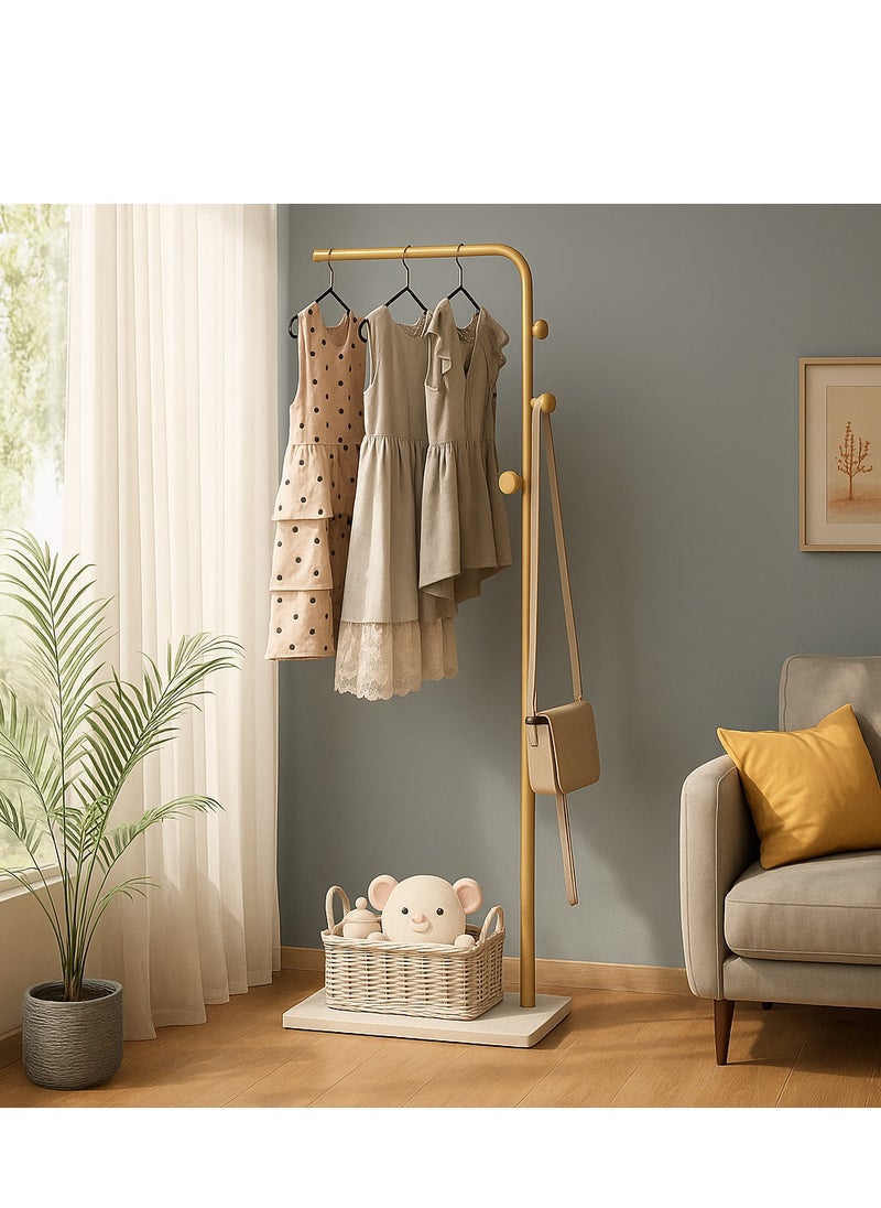Bluejw Metal Coat Rack Freestanding with Natural Marble Base 67” 170cm Entryway Coats Hanger Stand with 3 Hooks, Home Bedroom Hotel Hall Tree for Coats, Hats, Scarves, Clothes, and Handbags  - Image 2