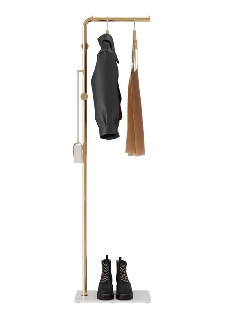 Bluejw Metal Coat Rack Freestanding with Natural Marble Base 67” 170cm Entryway Coats Hanger Stand with 3 Hooks, Home Bedroom Hotel Hall Tree for Coats, Hats, Scarves, Clothes, and Handbags  - Image 4