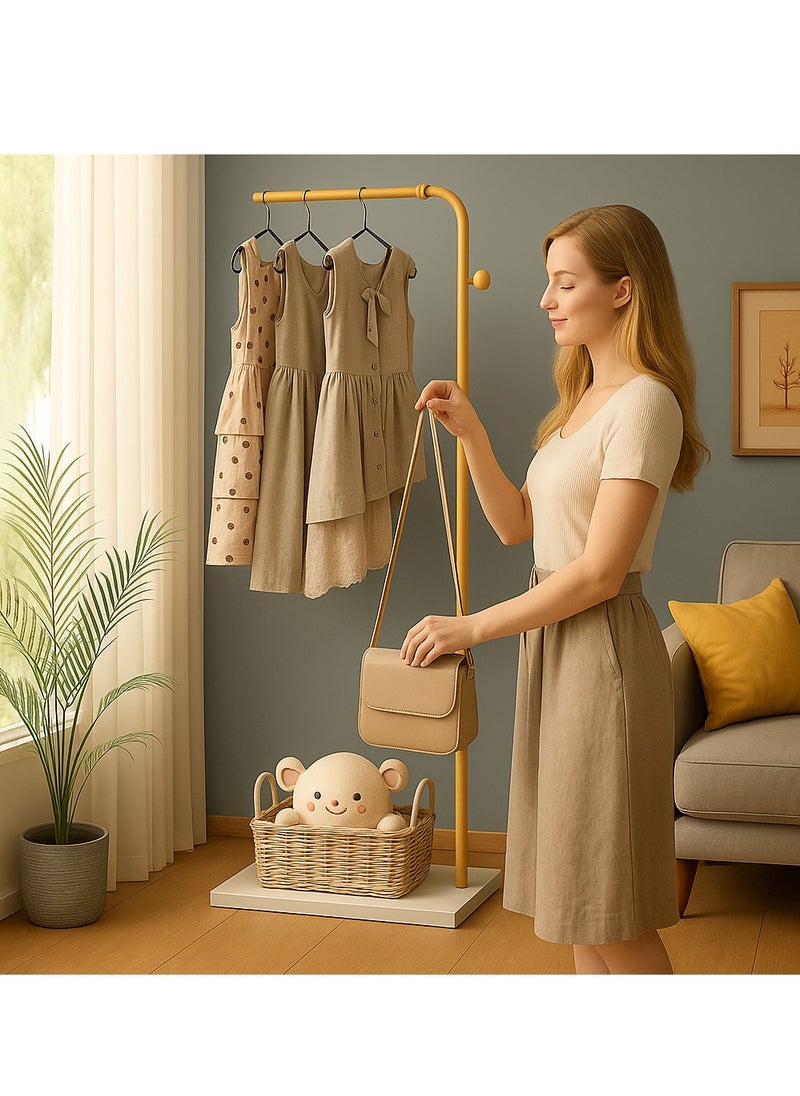 Bluejw Metal Coat Rack Freestanding with Natural Marble Base 67” 170cm Entryway Coats Hanger Stand with 3 Hooks, Home Bedroom Hotel Hall Tree for Coats, Hats, Scarves, Clothes, and Handbags  - Image 3