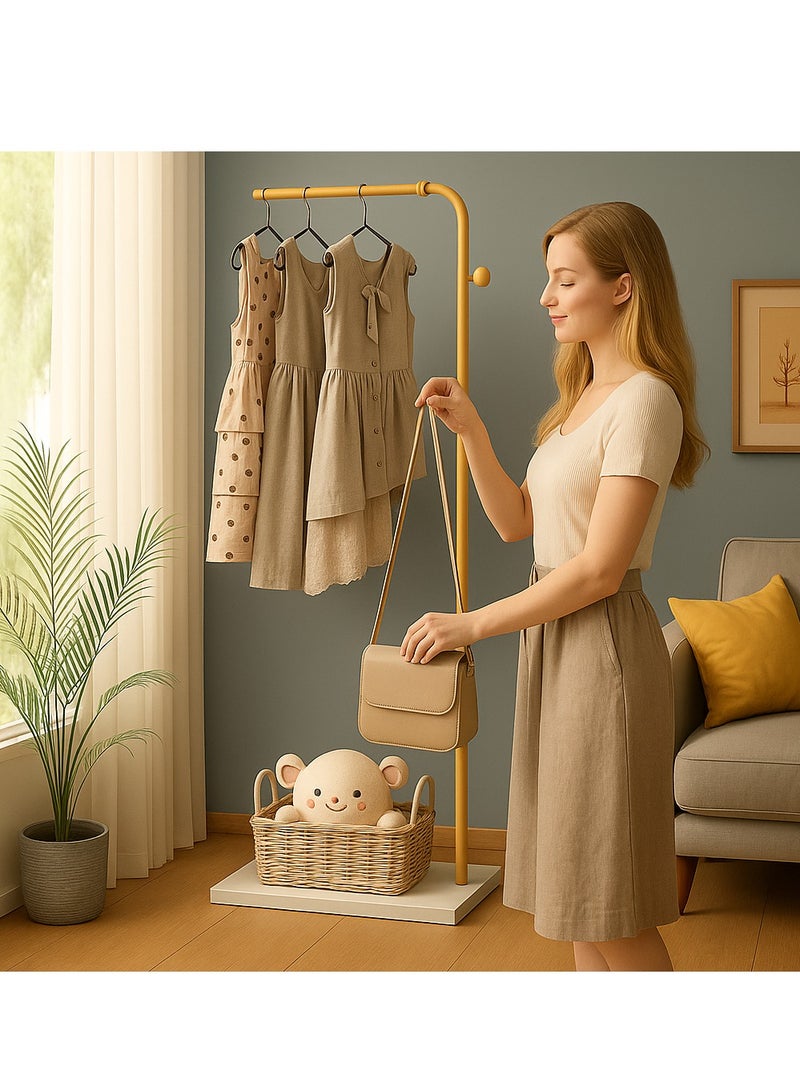 Bluejw Metal Coat Rack Freestanding with Natural Marble Base 67” 170cm Entryway Coats Hanger Stand with 3 Hooks, Home Bedroom Hotel Hall Tree for Coats, Hats, Scarves, Clothes, and Handbags - Image 4