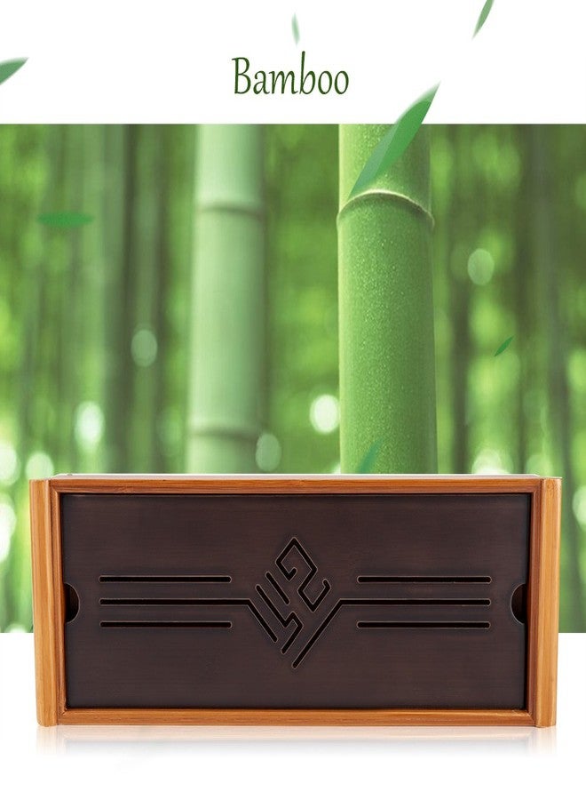 Zerodis Tea Tray Drainage Type Cup Plate Traditional Chinese Serving Tray Kung Fu Tea Accessory 14.96 x 5.28 x 1.49inch - Image 2