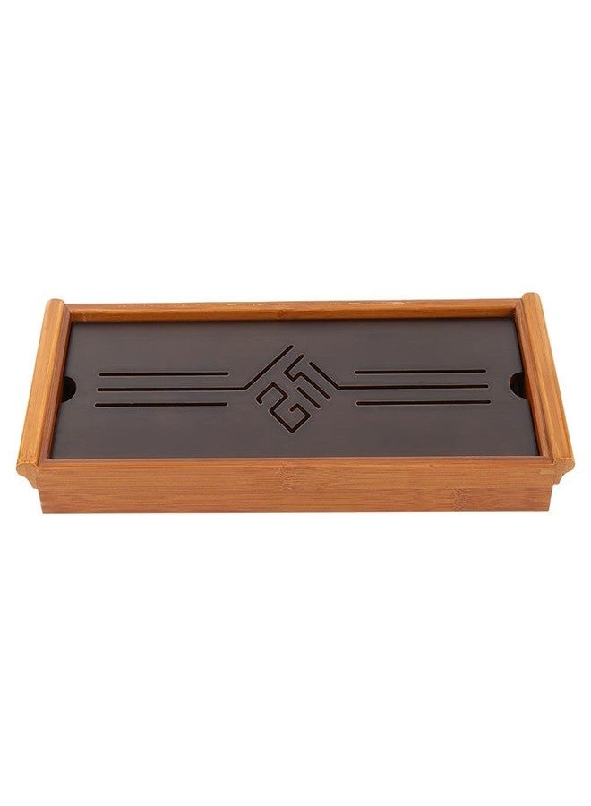 Zerodis Tea Tray Drainage Type Cup Plate Traditional Chinese Serving Tray Kung Fu Tea Accessory 14.96 x 5.28 x 1.49inch - Image 1