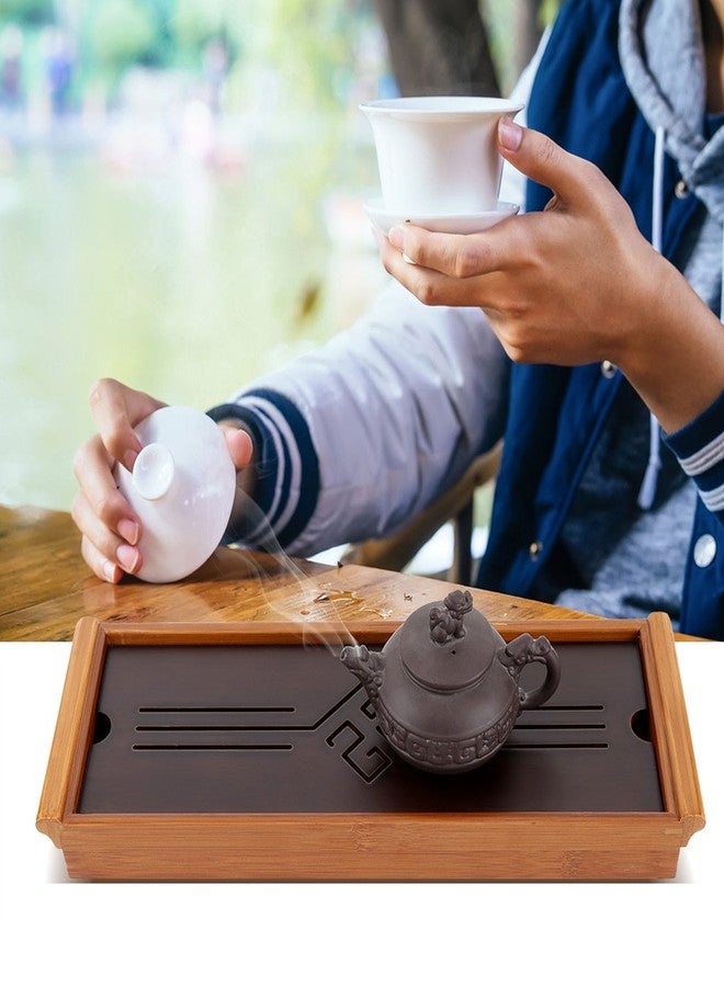 Zerodis Tea Tray Drainage Type Cup Plate Traditional Chinese Serving Tray Kung Fu Tea Accessory 14.96 x 5.28 x 1.49inch - Image 5