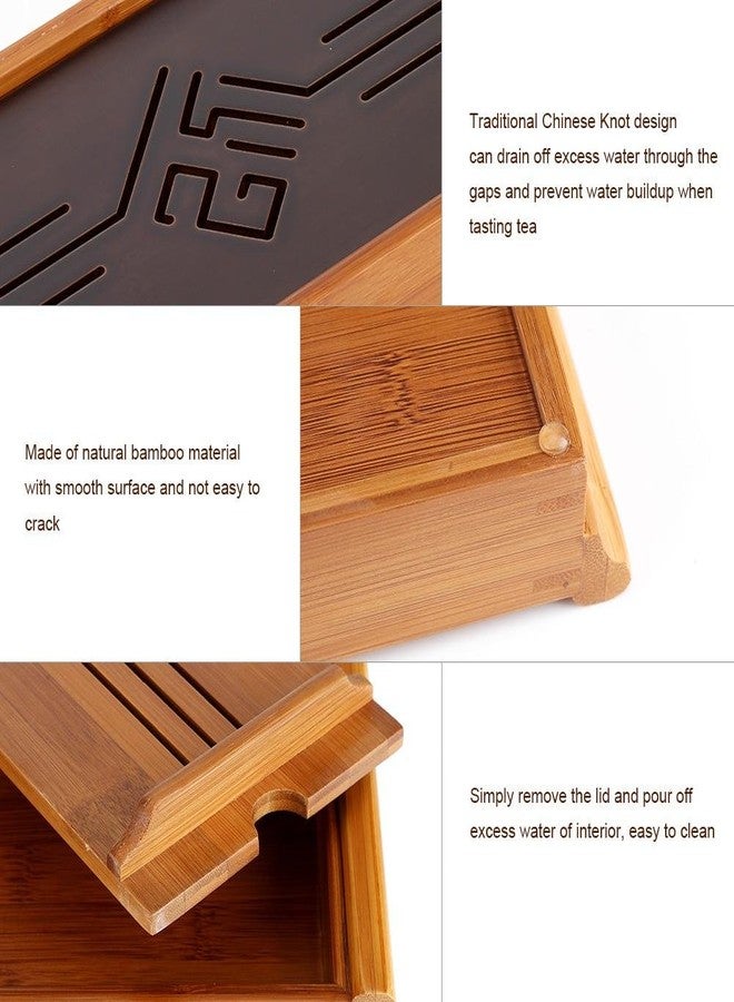 Zerodis Tea Tray Drainage Type Cup Plate Traditional Chinese Serving Tray Kung Fu Tea Accessory 14.96 x 5.28 x 1.49inch - Image 3