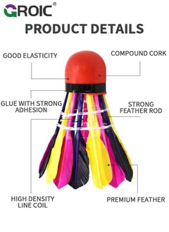 GROIC 10 Pack Badminton Birdies Shuttlecocks, Badminton Duck Feather Stable Durable High Speed Training Badminton Balls for Indoor & Outdoor Practice Sports Training Activities  - Image 3